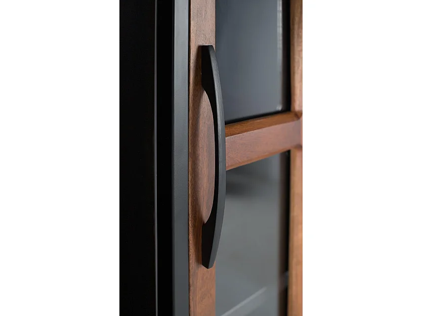 Vitrine en bois de manguier 90 cm, style industriel - 180 x 90 x 40 cm