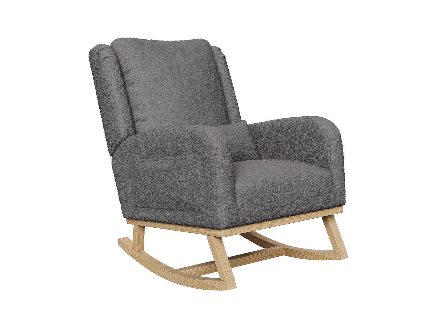 Fauteuil à bascule noir Fauteuil Relax a Bascule en Tissu avec Dossier Haut Rocking Chair avec Poche Latérale et Coussin Lombaire Rocking Chair Intérieur Extérieur