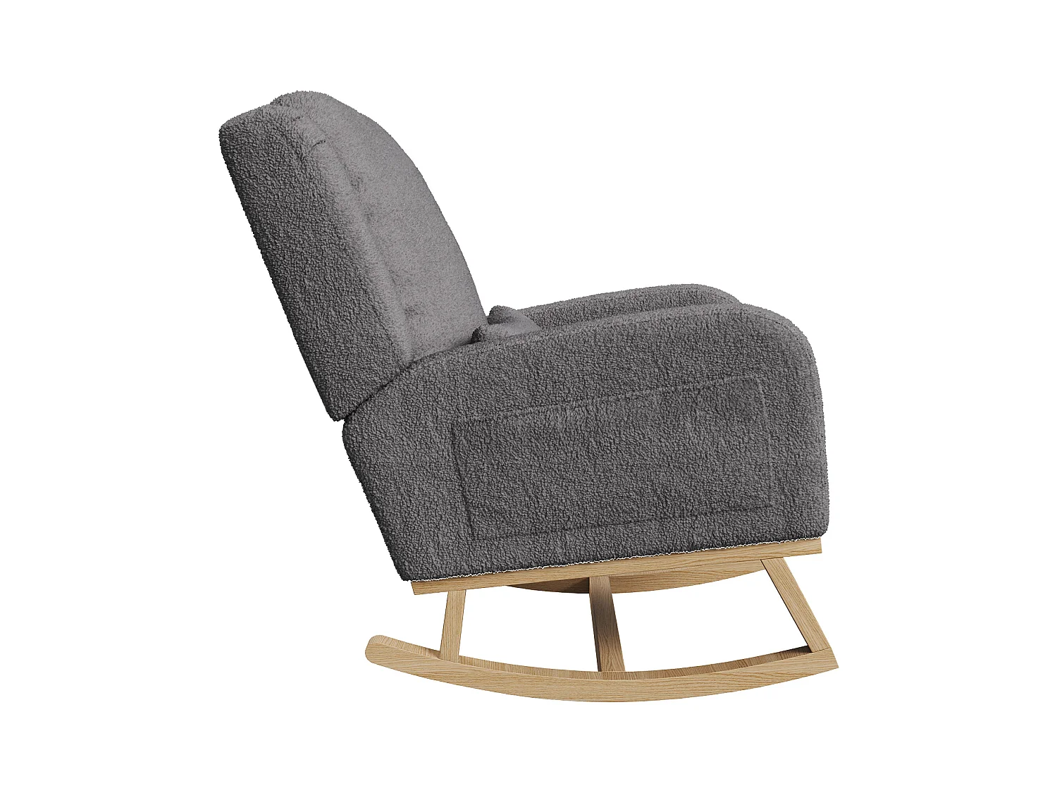 Fauteuil à bascule noir Fauteuil Relax a Bascule en Tissu avec Dossier Haut Rocking Chair avec Poche Latérale et Coussin Lombaire Rocking Chair Intérieur Extérieur