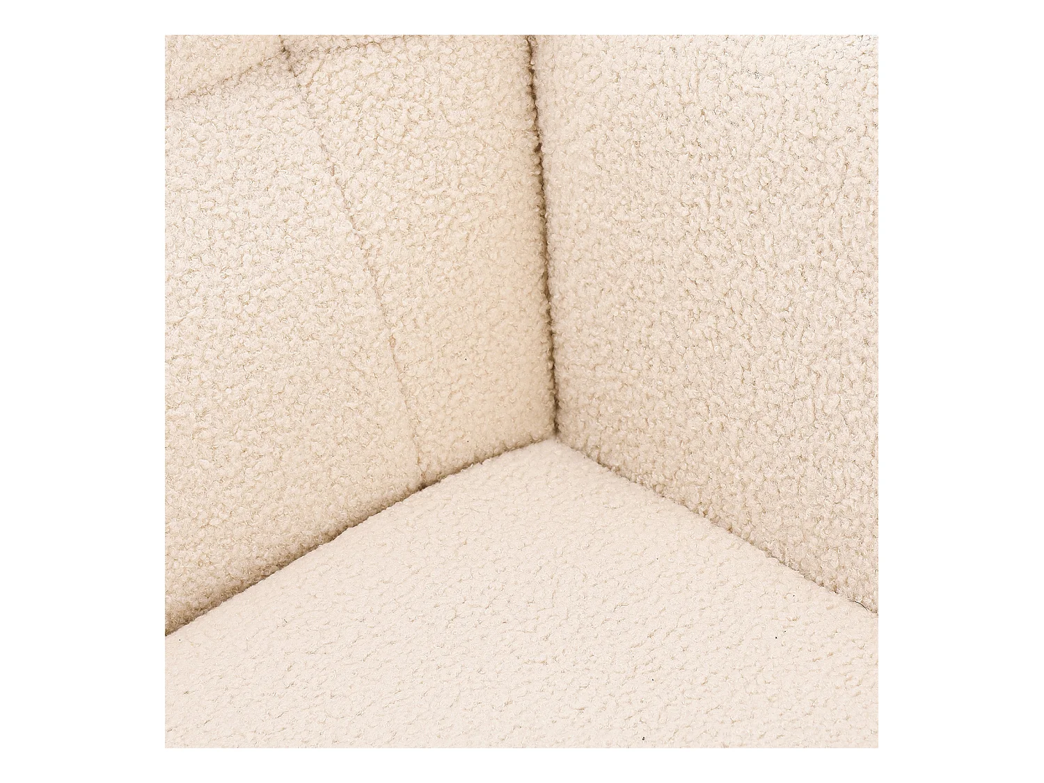 Fauteuil à bascule en tissu teddy beige avec dossier capitonné, design cosy et moderne pour salon ou chambre