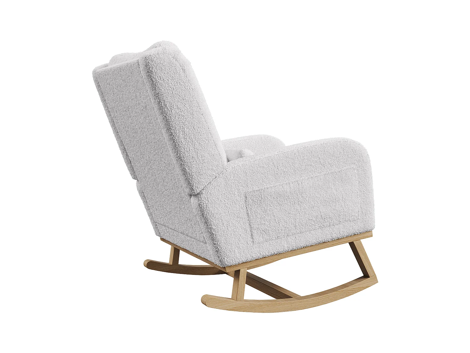 Sedia a dondolo bianca Sedia a dondolo in tessuto con schienale alto Sedia a dondolo con tasca laterale e cuscino lombare Sedia a dondolo per interni ed esterni