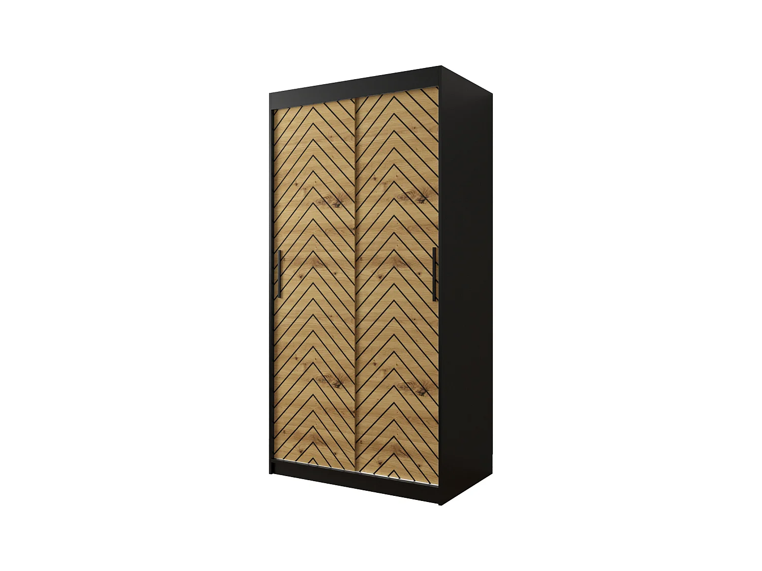 Armoire à portes coulissantes Jodełka 1 200/100/62 2 portes (Noir/Artisan)