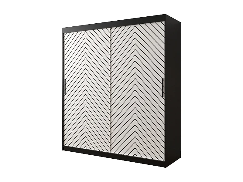 Schuifdeurkast Jodełka 1 200/180/62 2 deuren (Zwart/Wit)