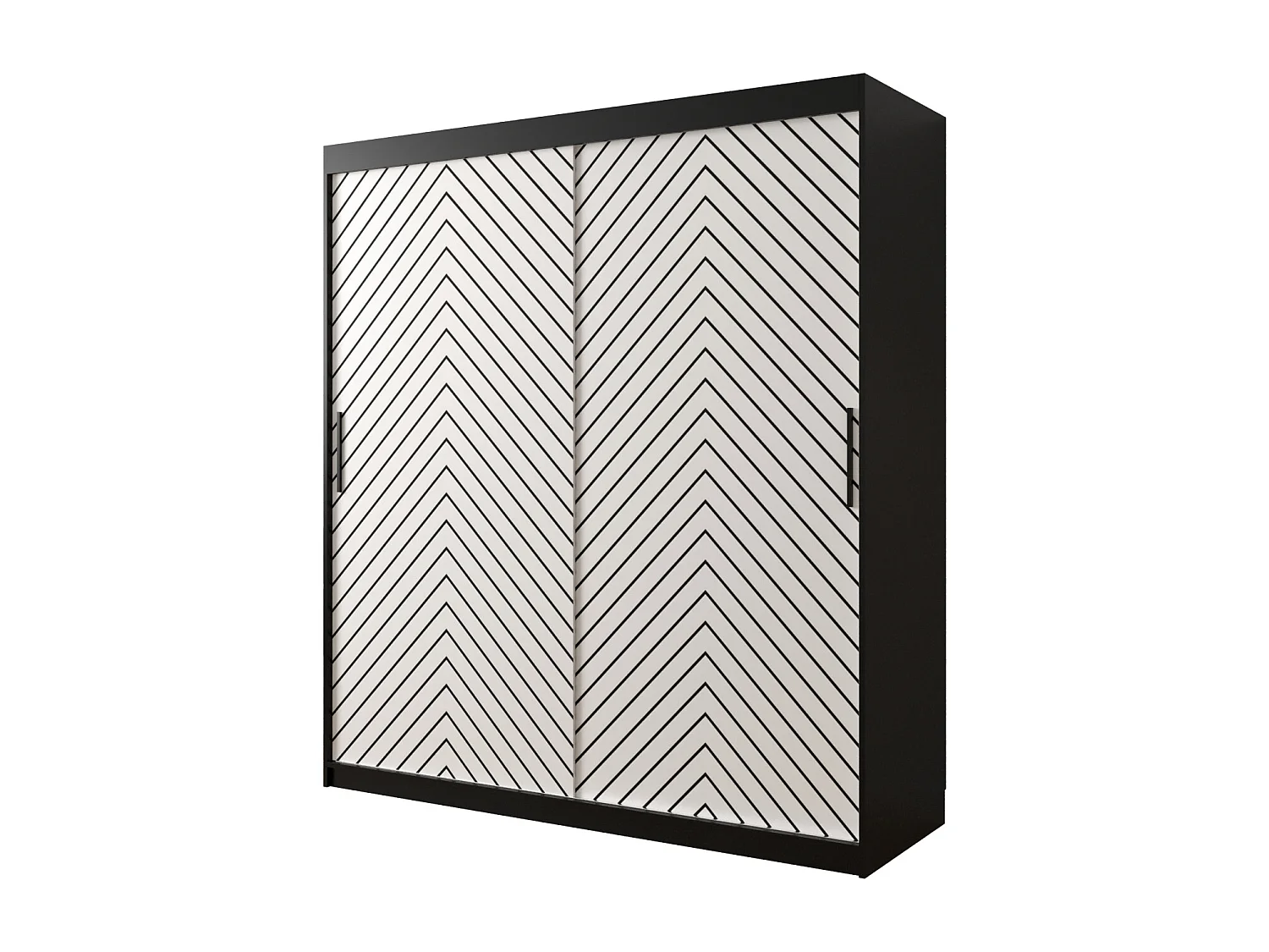 Armoire à portes coulissantes Jodełka 1 200/180/62 2 portes (Noir/Blanc)