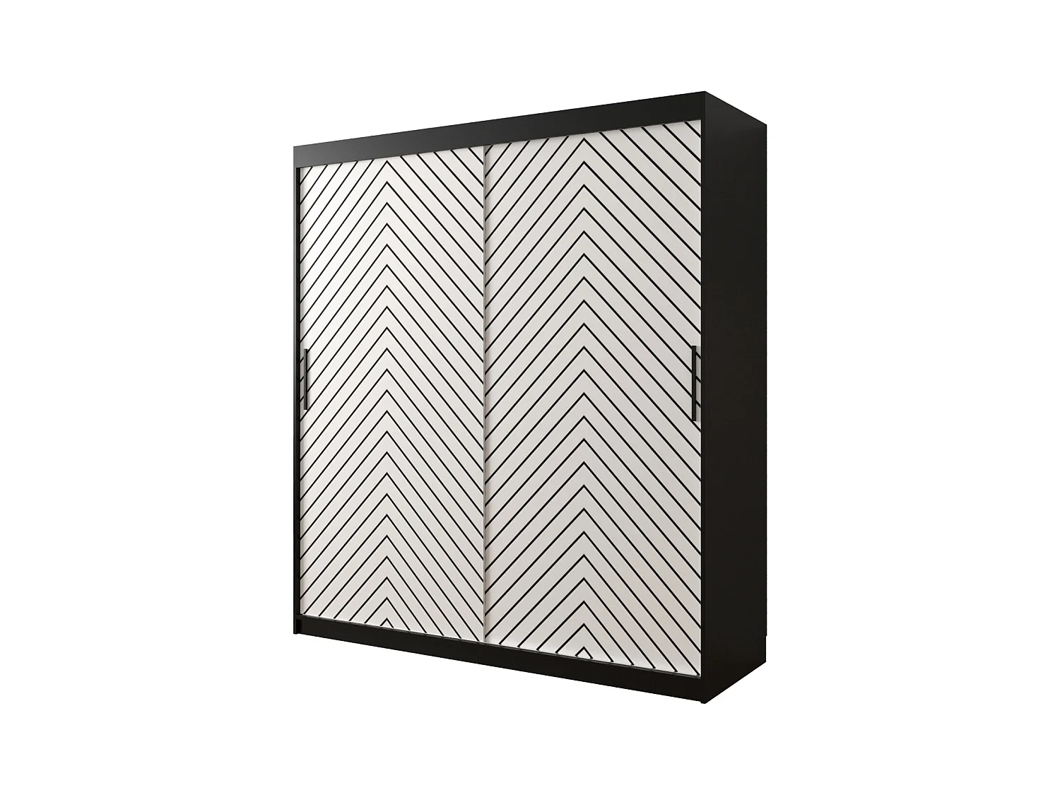 Armoire à portes coulissantes Jodełka 1 200/180/62 2 portes (Noir/Blanc)