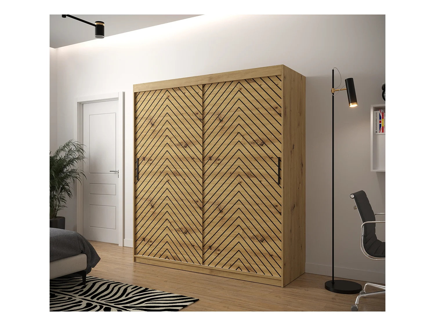 Armoire à portes coulissantes Jodełka 1 200/180/62 2 portes (Artisan)