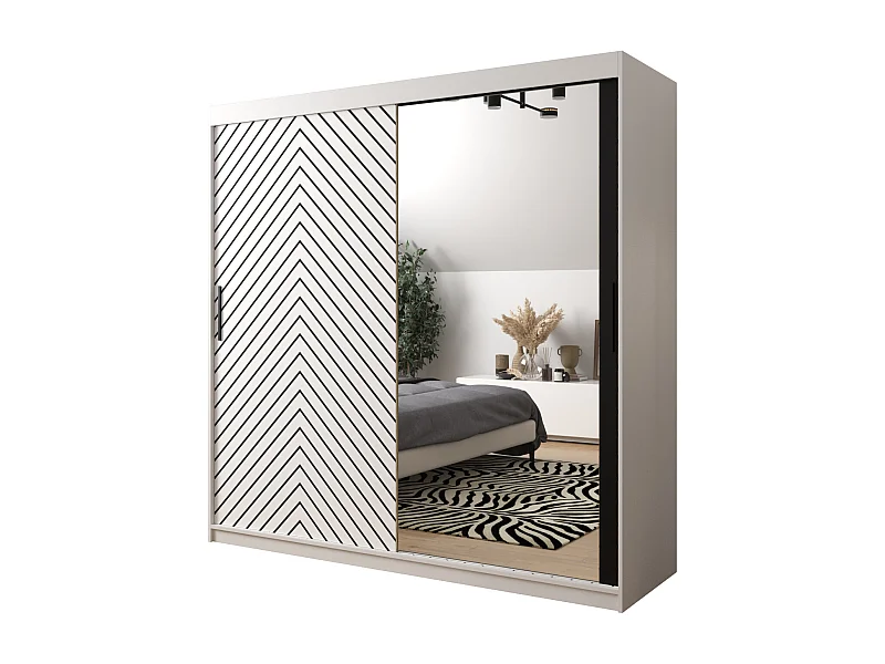 Armoire à portes coulissantes Jodełka 2 200/200/62 2 portes (Blanc)