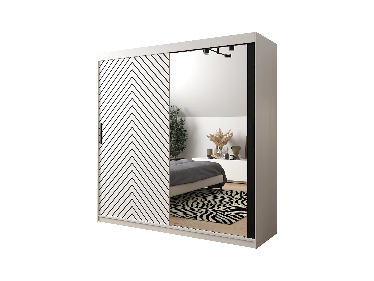 Armoire à portes coulissantes Jodełka 2 200/200/62 2 portes (Blanc)