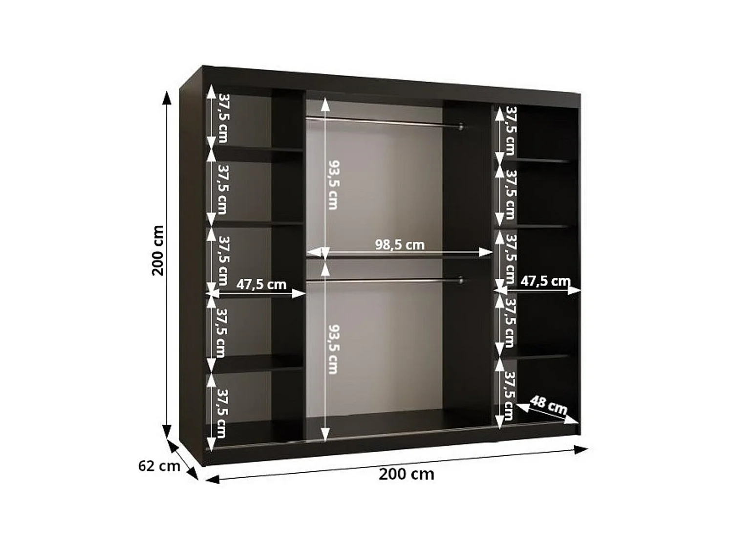 Armoire à portes coulissantes Jodełka 2 200/200/62 2 portes (Blanc)