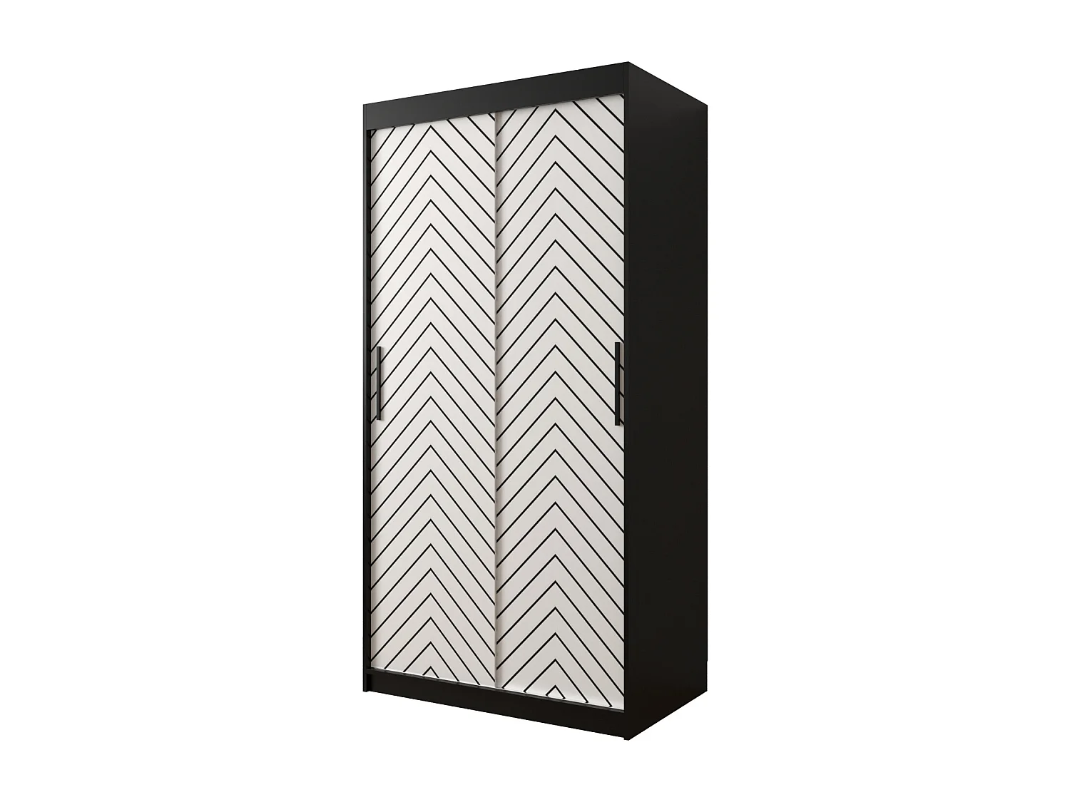 Armoire à portes coulissantes Jodełka 1 200/100/62 2 portes (Noir/Blanc)