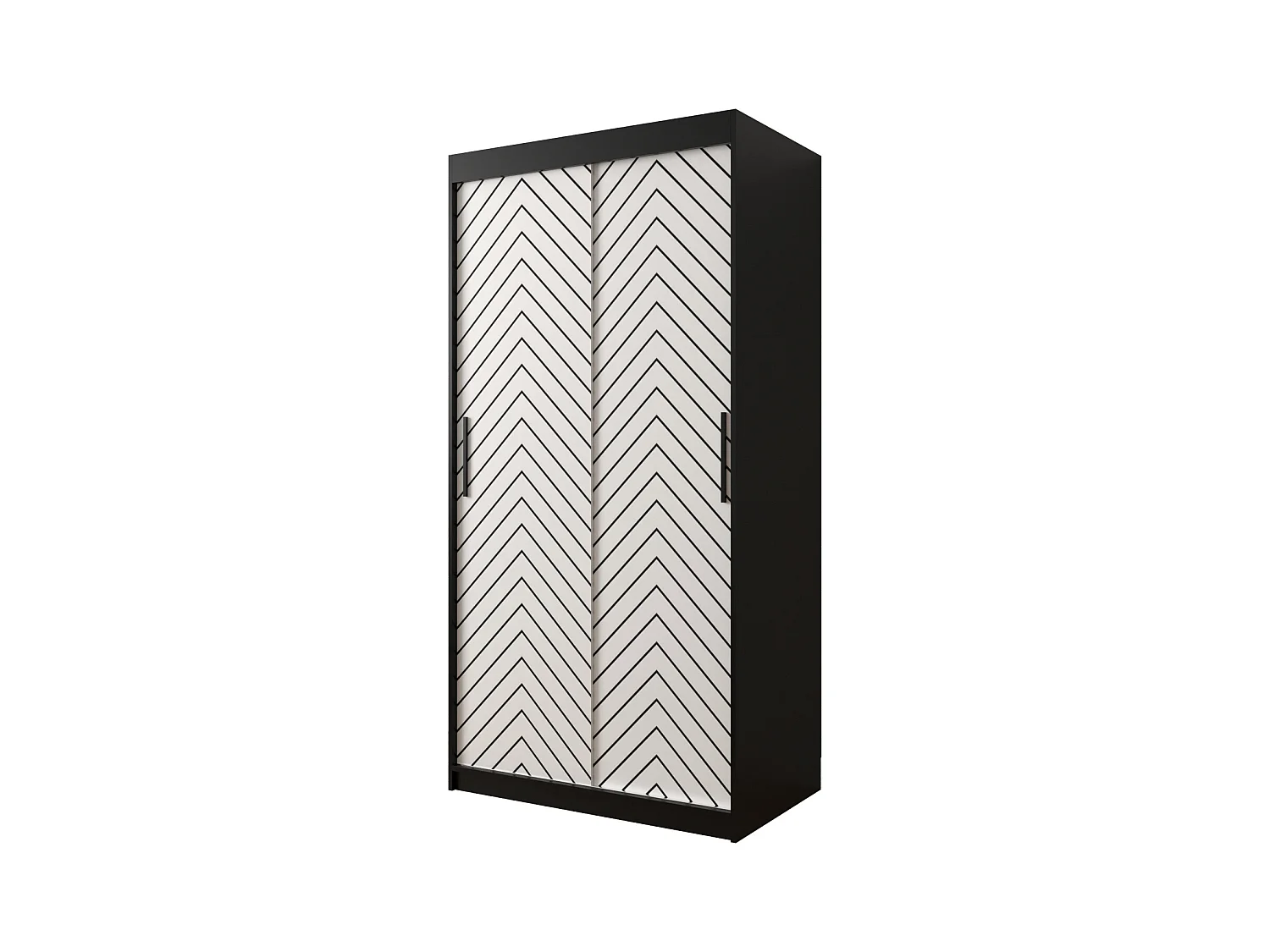 Armoire à portes coulissantes Jodełka 1 200/100/62 2 portes (Noir/Blanc)