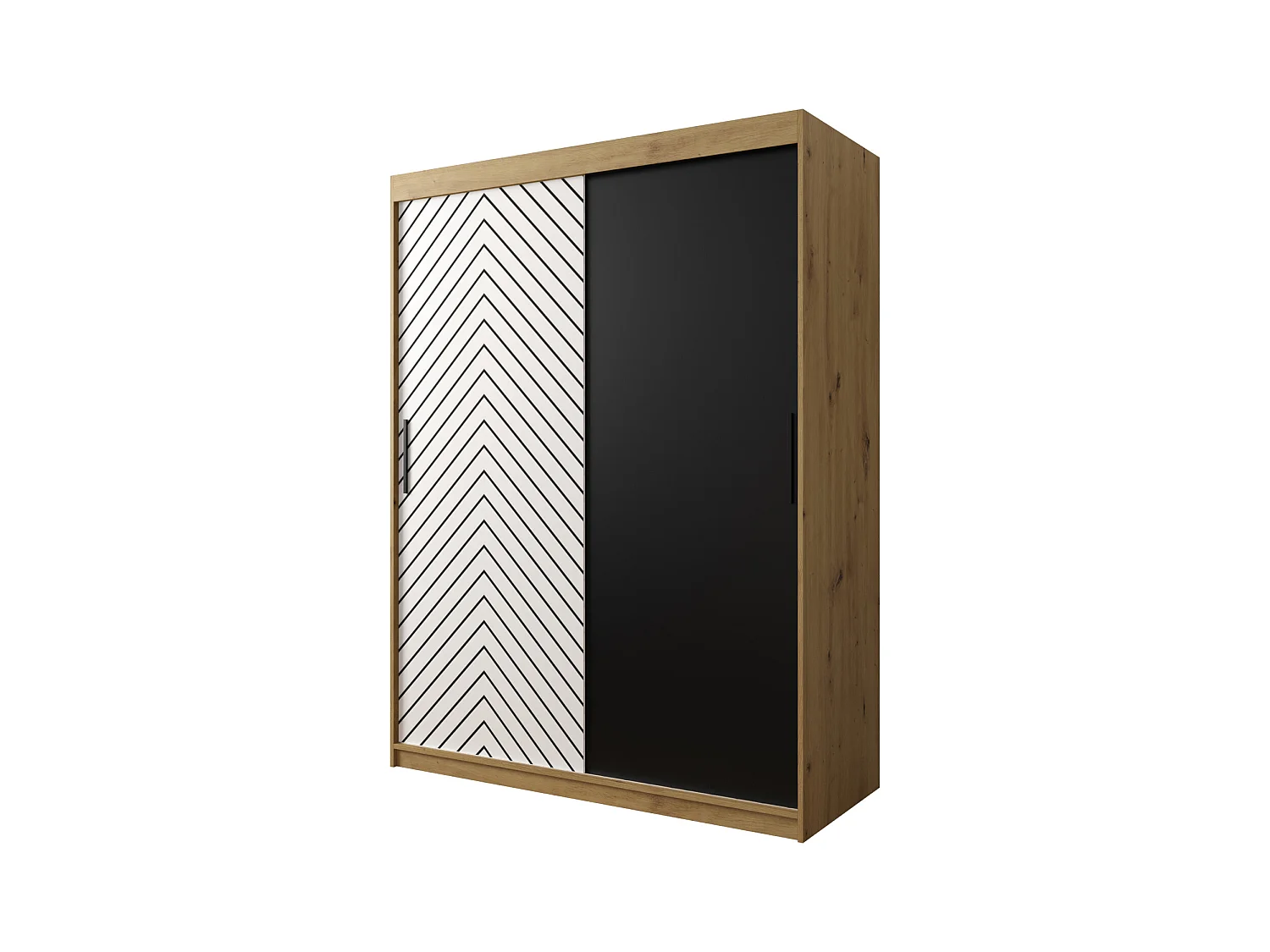 Armoire à portes coulissantes Jodełka 200/150/62 2 portes (Artisan/Blanc)