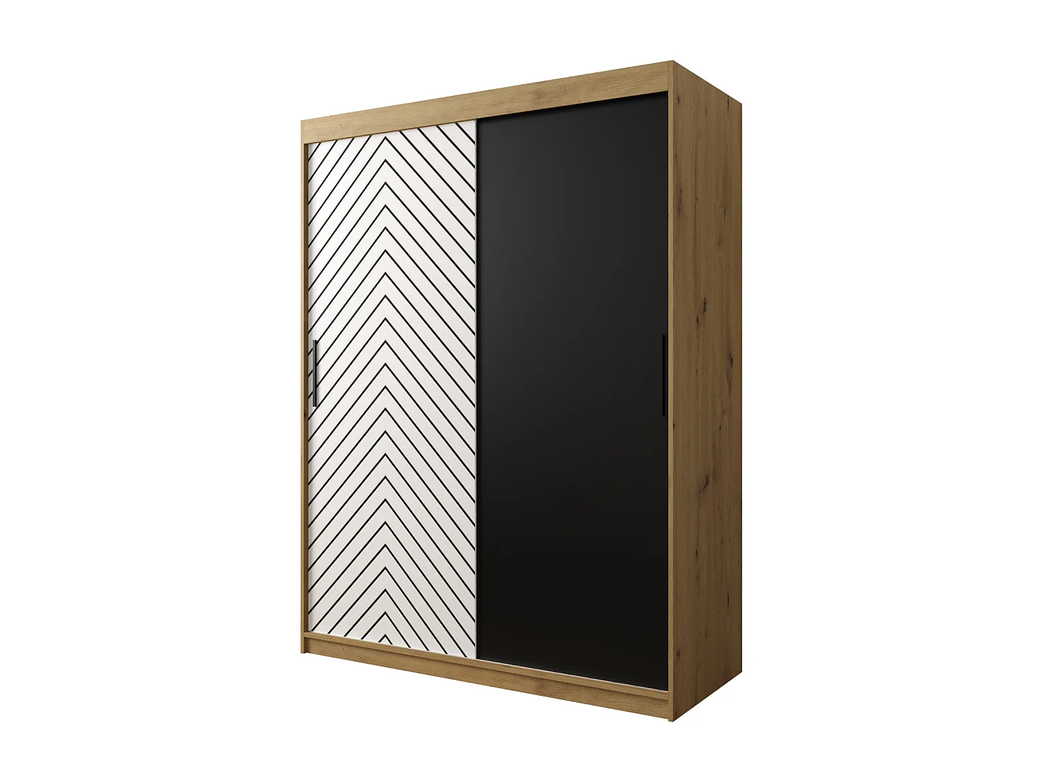 Armoire à portes coulissantes Jodełka 200/150/62 2 portes (Artisan/Blanc)