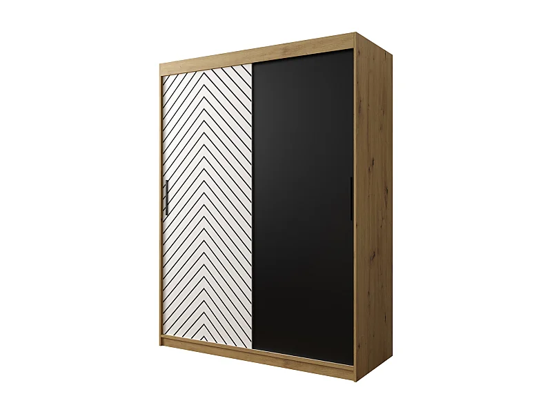 Armoire à portes coulissantes Jodełka 200/150/62 2 portes (Artisan/Blanc)