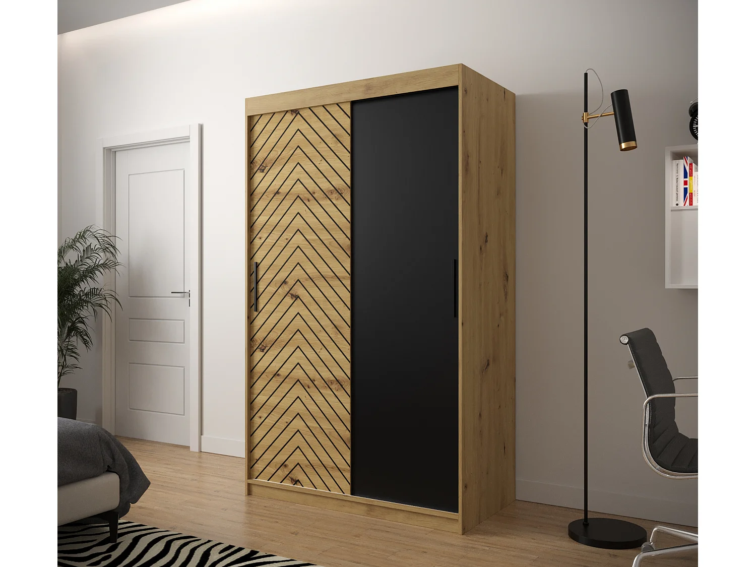 Armoire à portes coulissantes Jodełka 200/120/62 2 portes (Artisan)