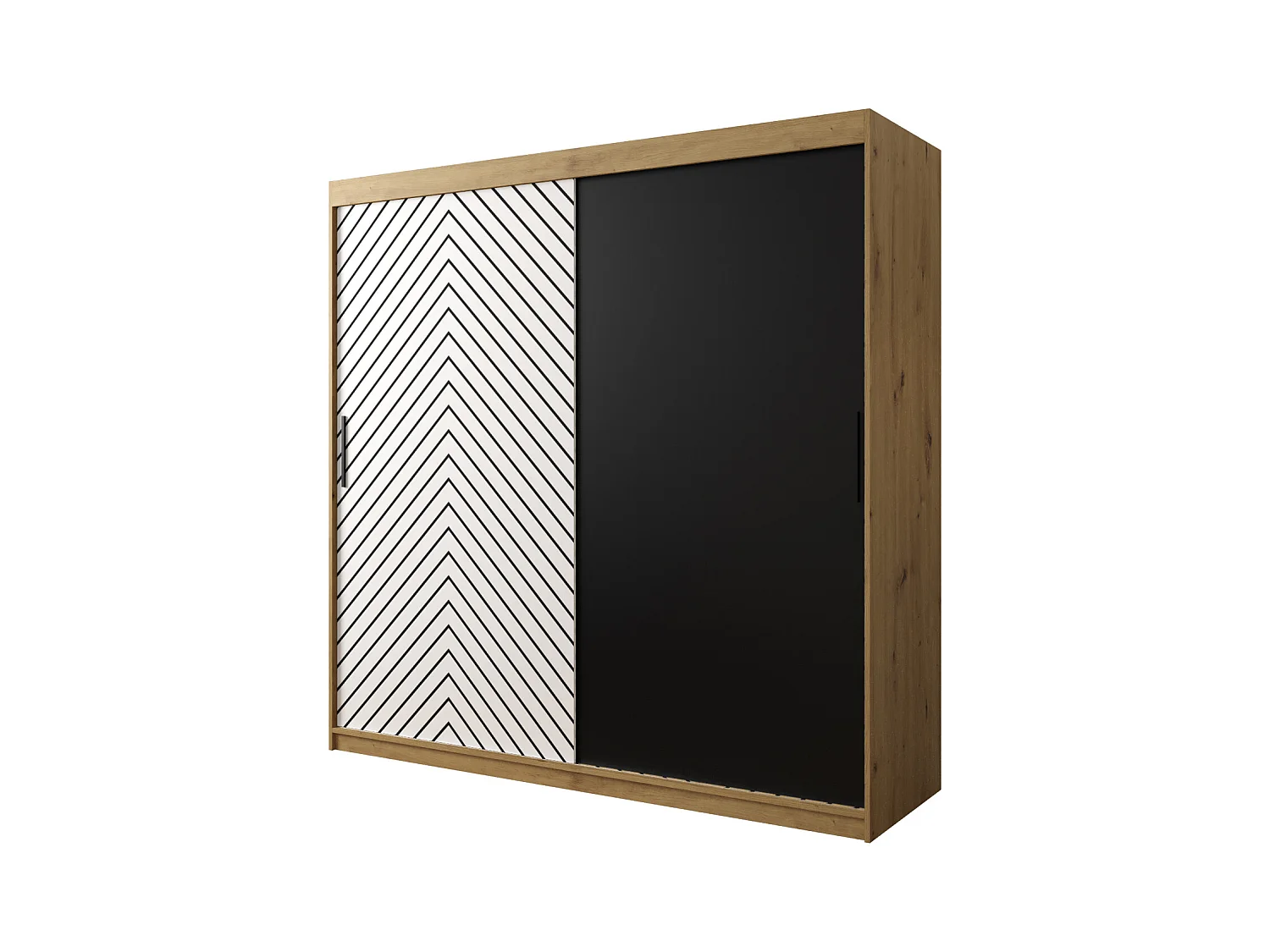 Armoire à portes coulissantes Jodełka 200/200/62 2 portes (Artisan/Blanc)