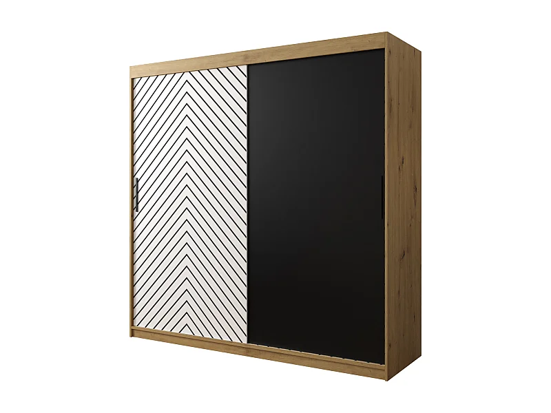 Armoire à portes coulissantes Jodełka 200/200/62 2 portes (Artisan/Blanc)