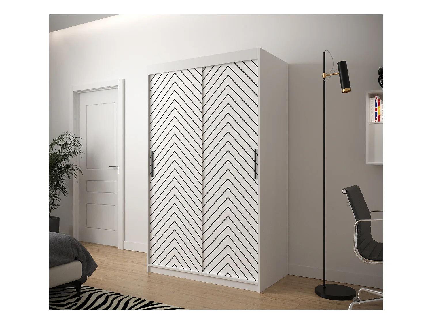 Armoire à portes coulissantes Jodełka 1 200/120/62 2 portes (Blanc)