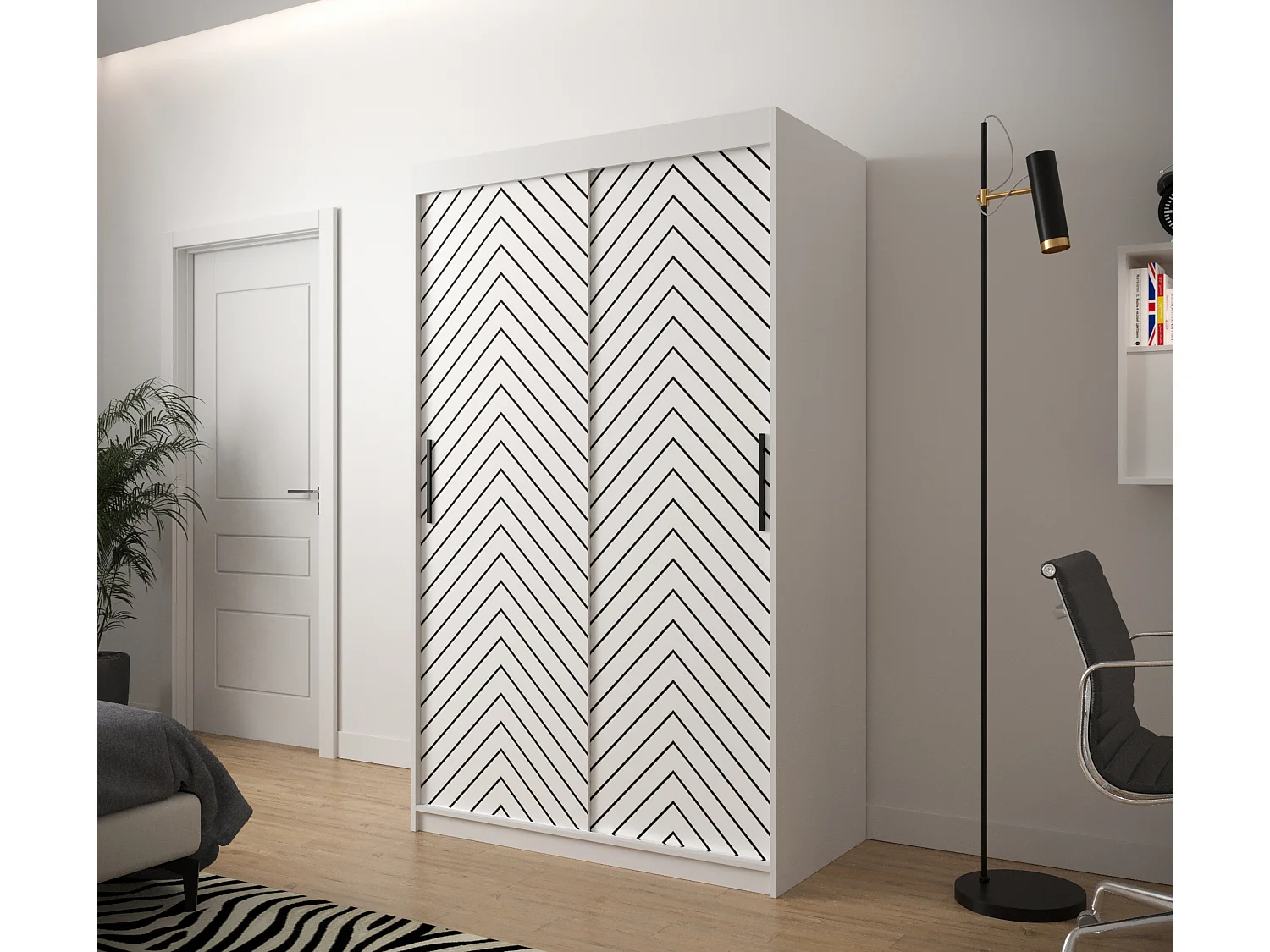 Armoire à portes coulissantes Jodełka 1 200/120/62 2 portes (Blanc)