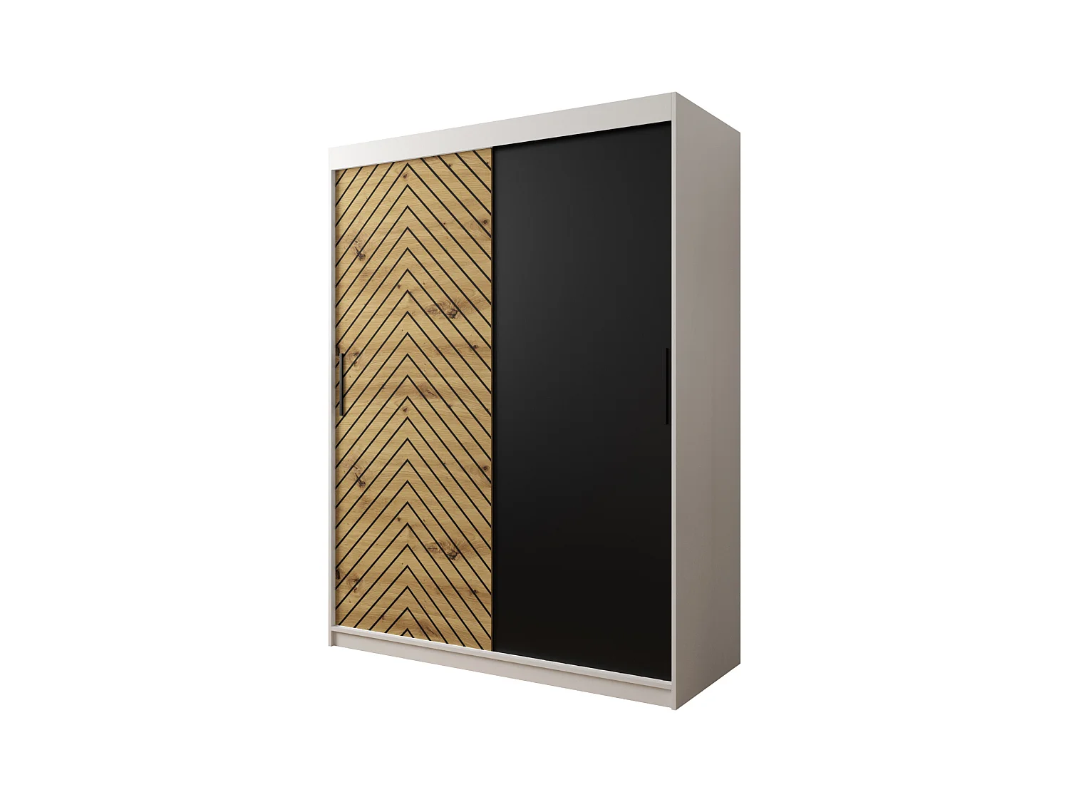 Schwebetürenschrank Jodełka 200/150/62 2-Türig (Weiß/Artisan)