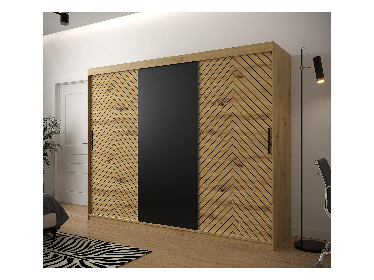 Armoire à portes coulissantes Jodełka 200/250/62 3 portes (Artisan)