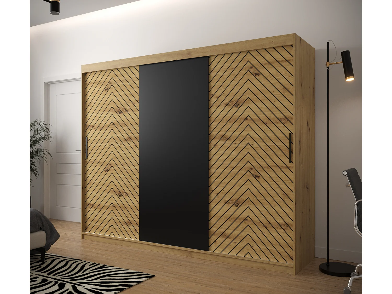 Armoire à portes coulissantes Jodełka 200/250/62 3 portes (Artisan)