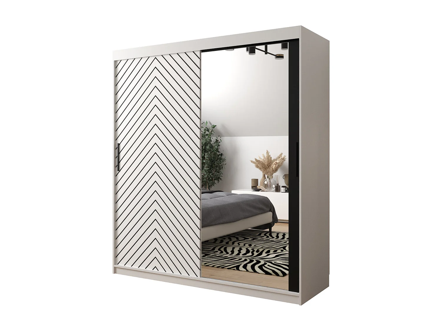 Armoire à portes coulissantes Jodełka 2 200/180/62 2 portes (Blanc)