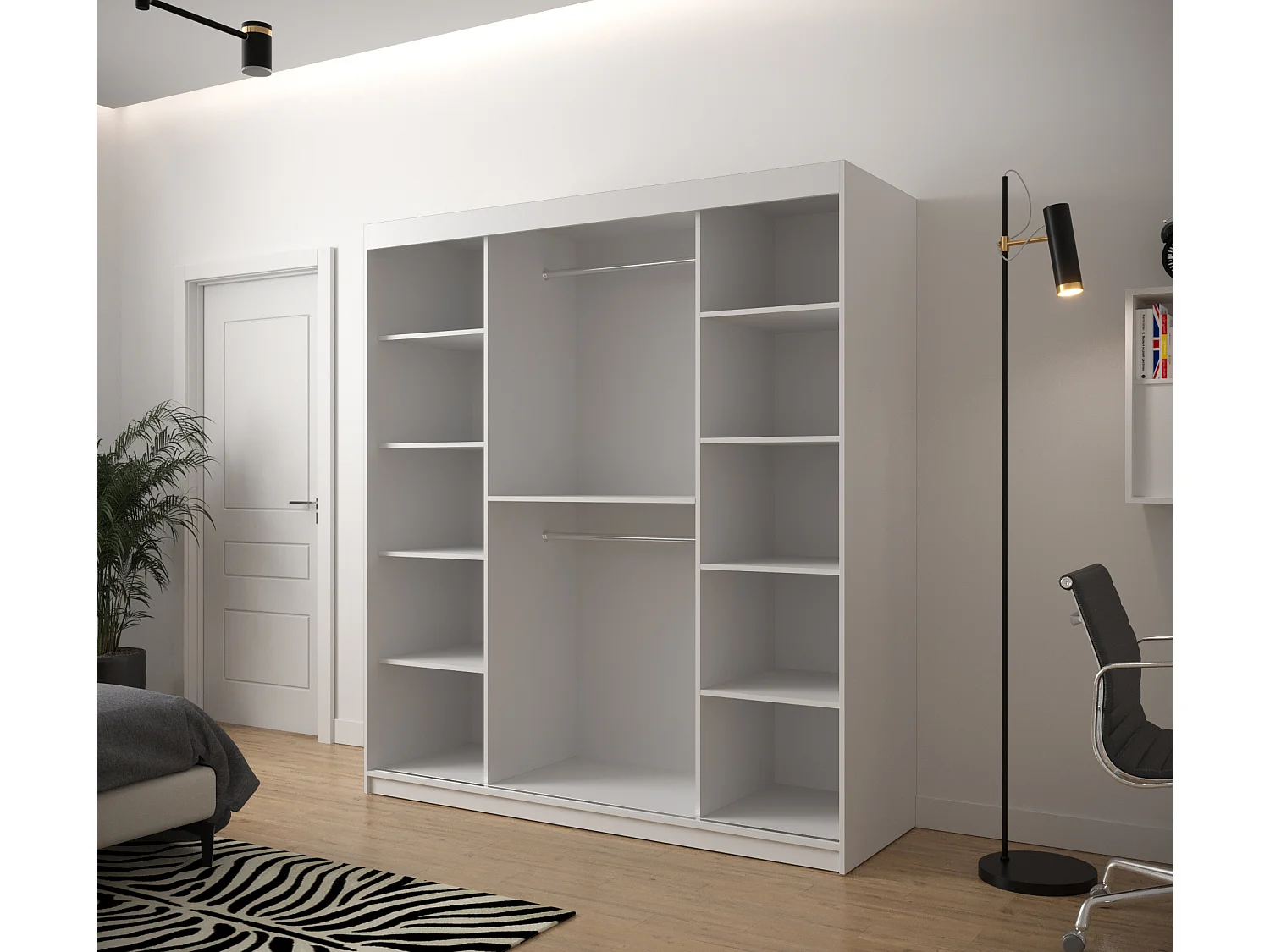 Armoire à portes coulissantes Jodełka 2 200/180/62 2 portes (Blanc)