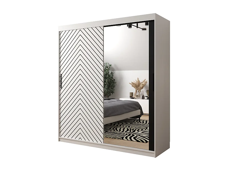 Armoire à portes coulissantes Jodełka 2 200/180/62 2 portes (Blanc)