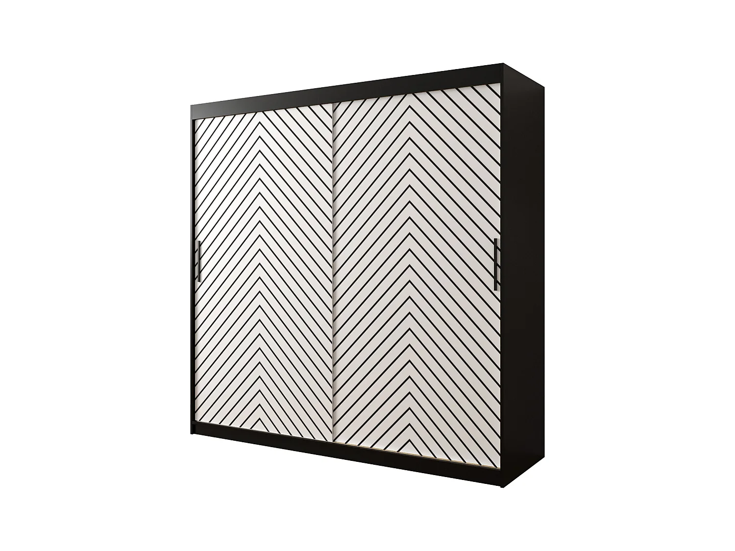 Armoire à portes coulissantes Jodełka 1 200/200/62 2 portes (Noir/Blanc)