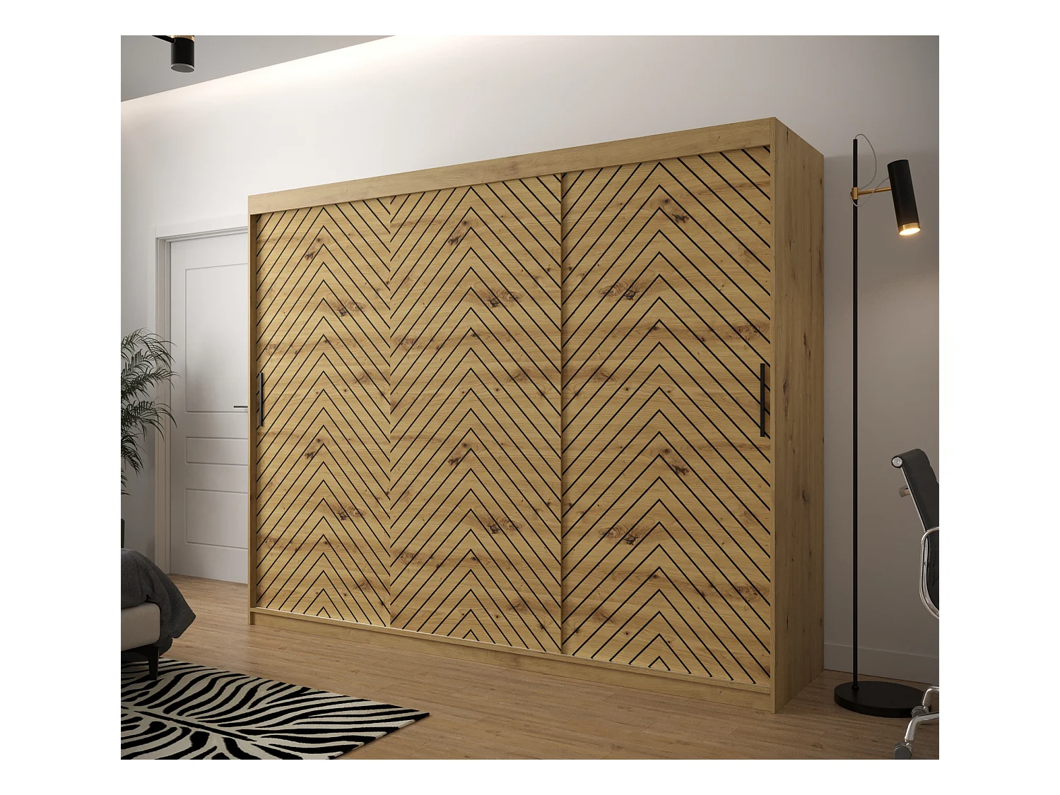 Armoire à portes coulissantes Jodełka 1 200/250/62 3 portes (Artisan)