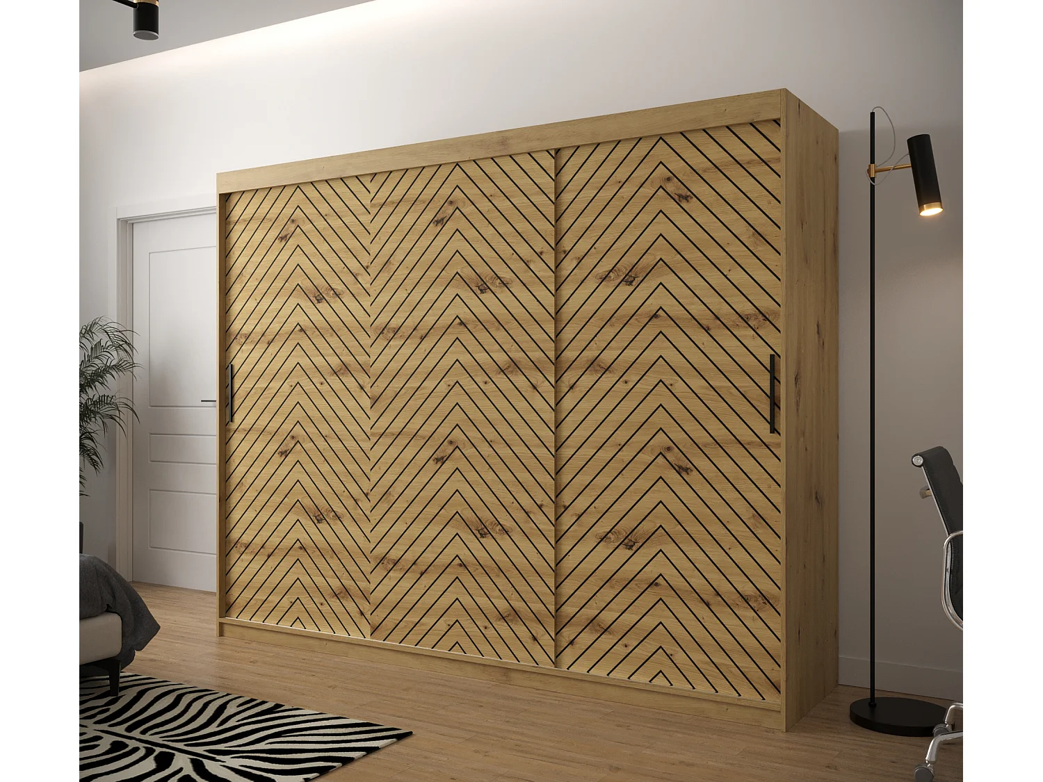 Armoire à portes coulissantes Jodełka 1 200/250/62 3 portes (Artisan)