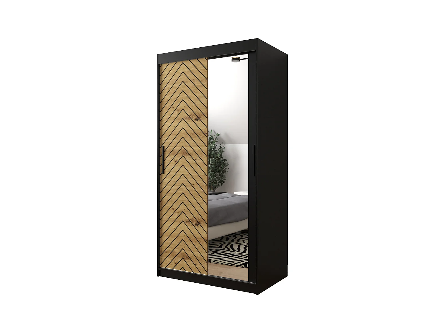 Armoire à portes coulissantes Jodełka 2 200/100/62 2 portes (Noir/Artisan)