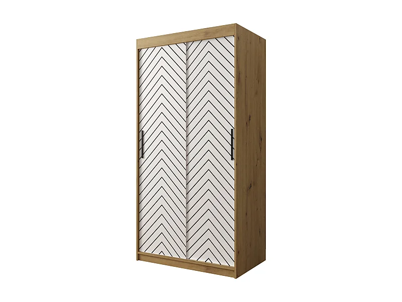 Armoire à portes coulissantes Jodełka 1 200/100/62 2 portes (Artisan/Blanc)