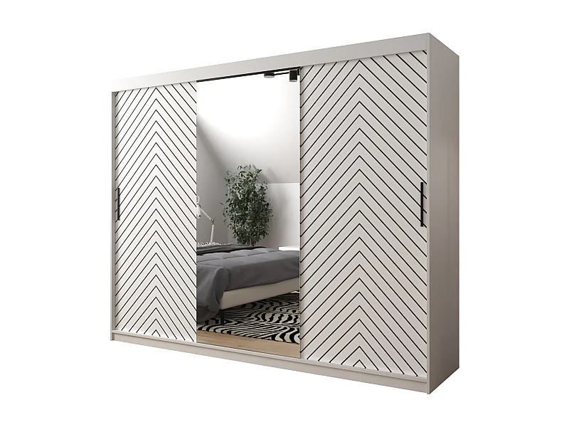 Armoire à portes coulissantes Jodełka 2 200/250/62 3 portes (Blanc)