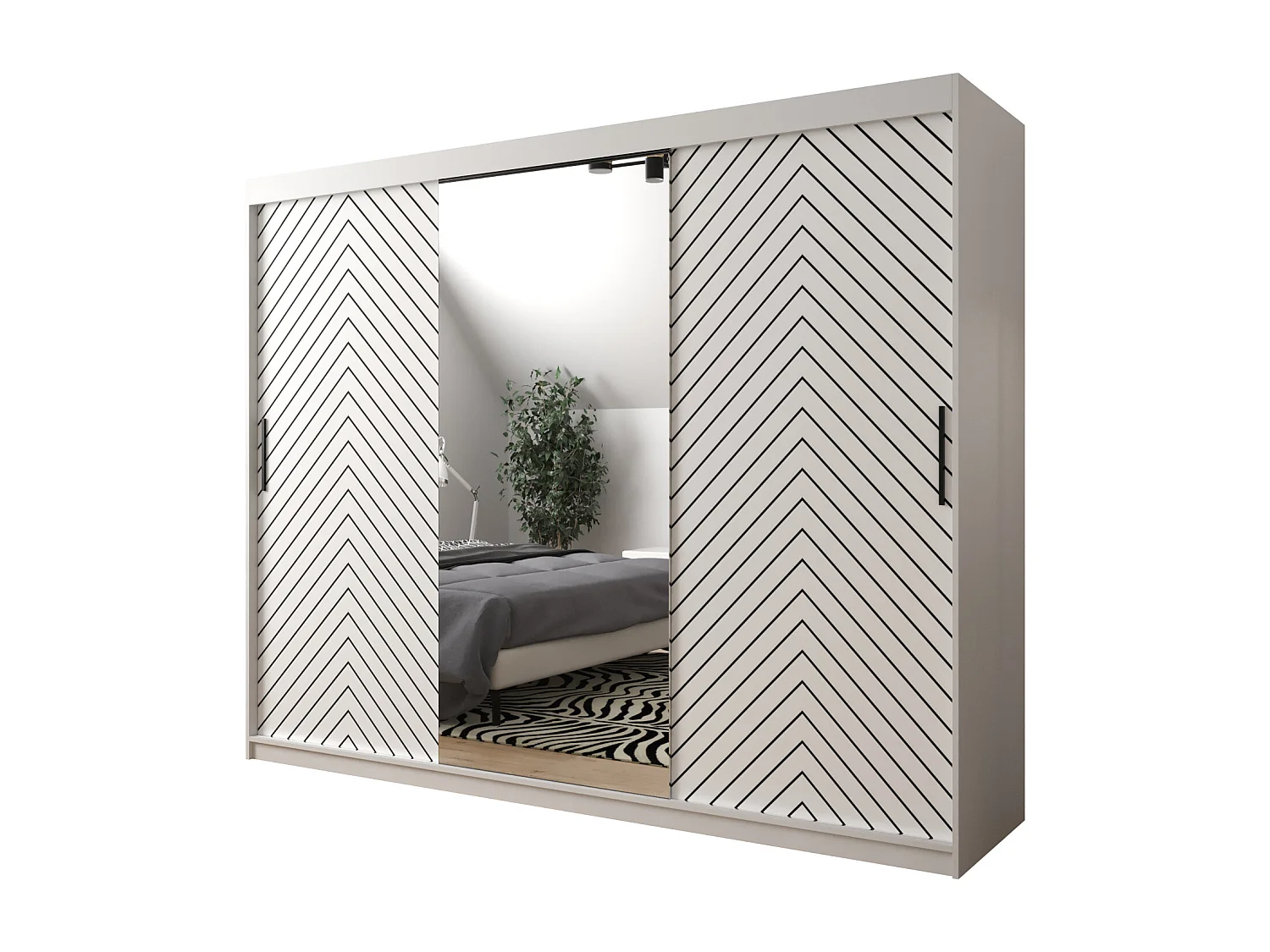 Armoire à portes coulissantes Jodełka 2 200/250/62 3 portes (Blanc)