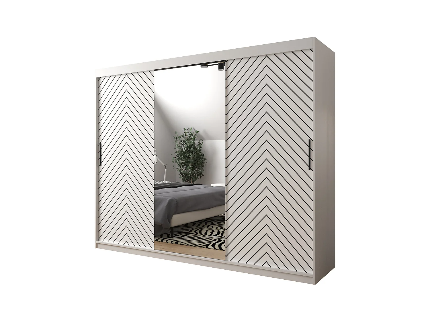 Armoire à portes coulissantes Jodełka 2 200/250/62 3 portes (Blanc)