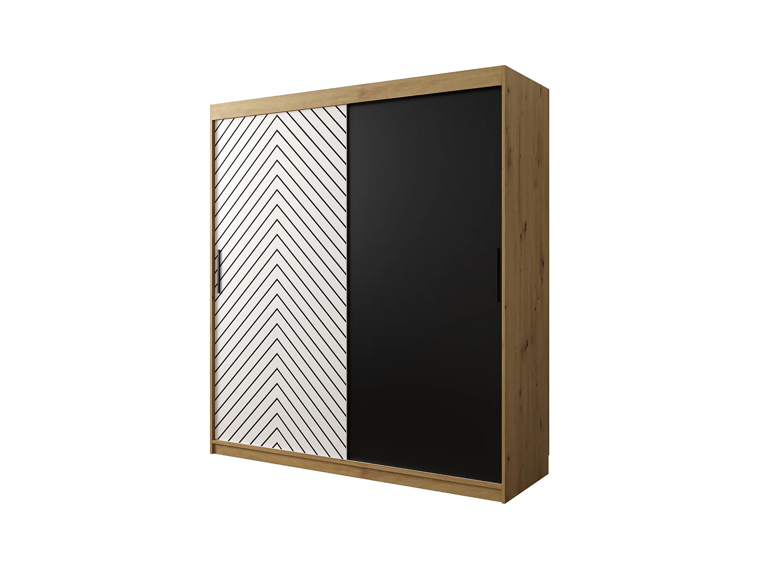 Armoire à portes coulissantes Jodełka 200/180/62 2 portes (Artisan/Blanc)