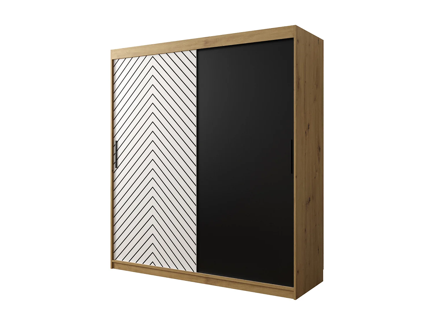 Schwebetürenschrank Jodełka 200/180/62 2-Türig (Artisan/Weiß)