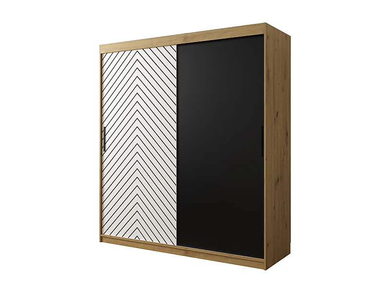 Schuifdeurkast Jodełka 200/180/62 2 deuren (Artisan/Wit)