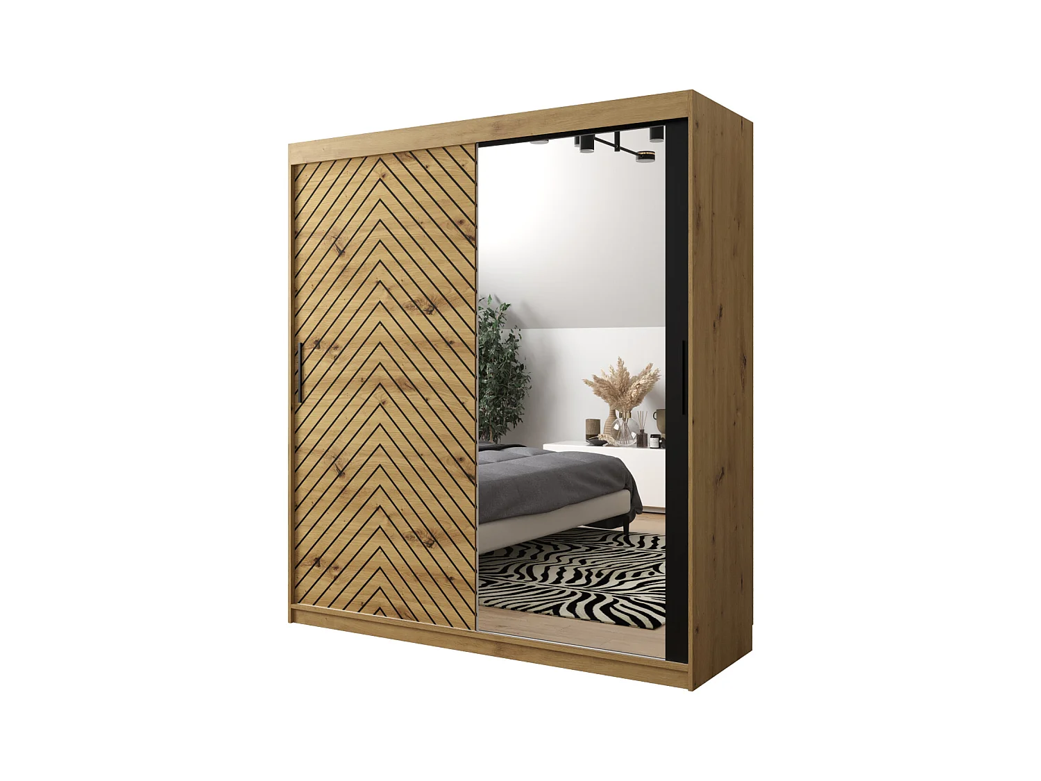 Schwebetürenschrank Jodełka 2 200/180/62 2-Türig (Artisan)