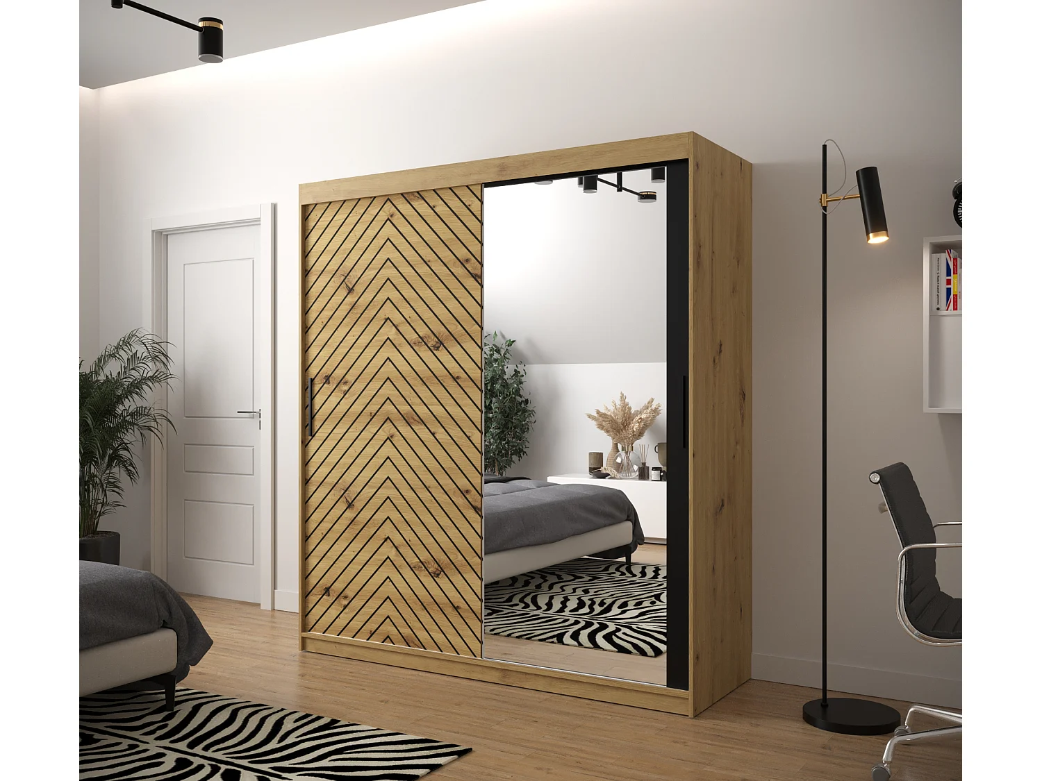 Armoire à portes coulissantes Jodełka 2 200/180/62 2 portes (Artisan)