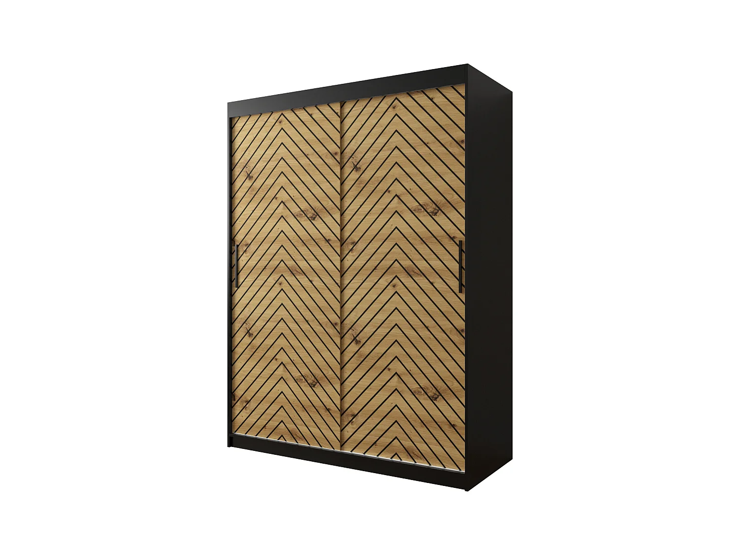 Armoire à portes coulissantes Jodełka 1 200/150/62 2 portes (Noir/Artisan)