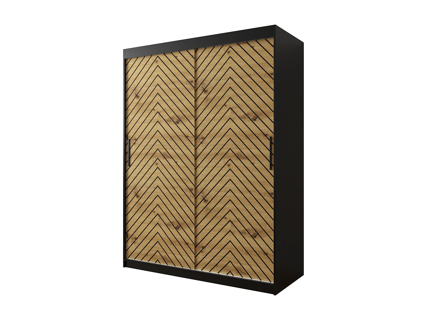 Armoire à portes coulissantes Jodełka 1 200/150/62 2 portes (Noir/Artisan)