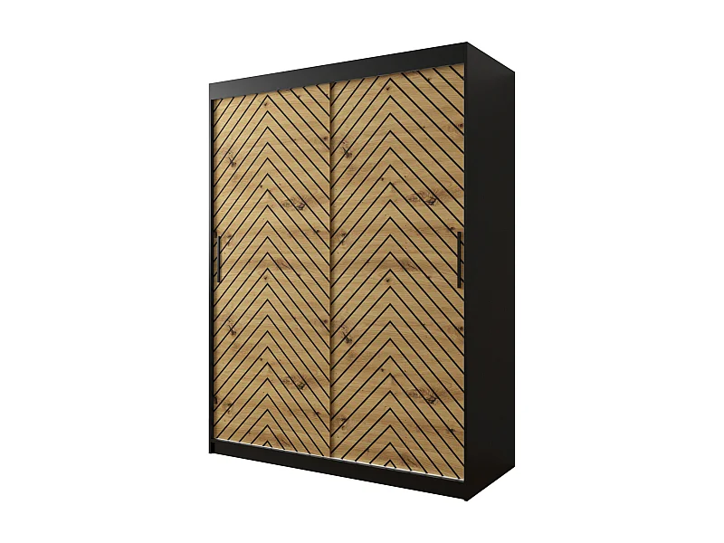 Armoire à portes coulissantes Jodełka 1 200/150/62 2 portes (Noir/Artisan)