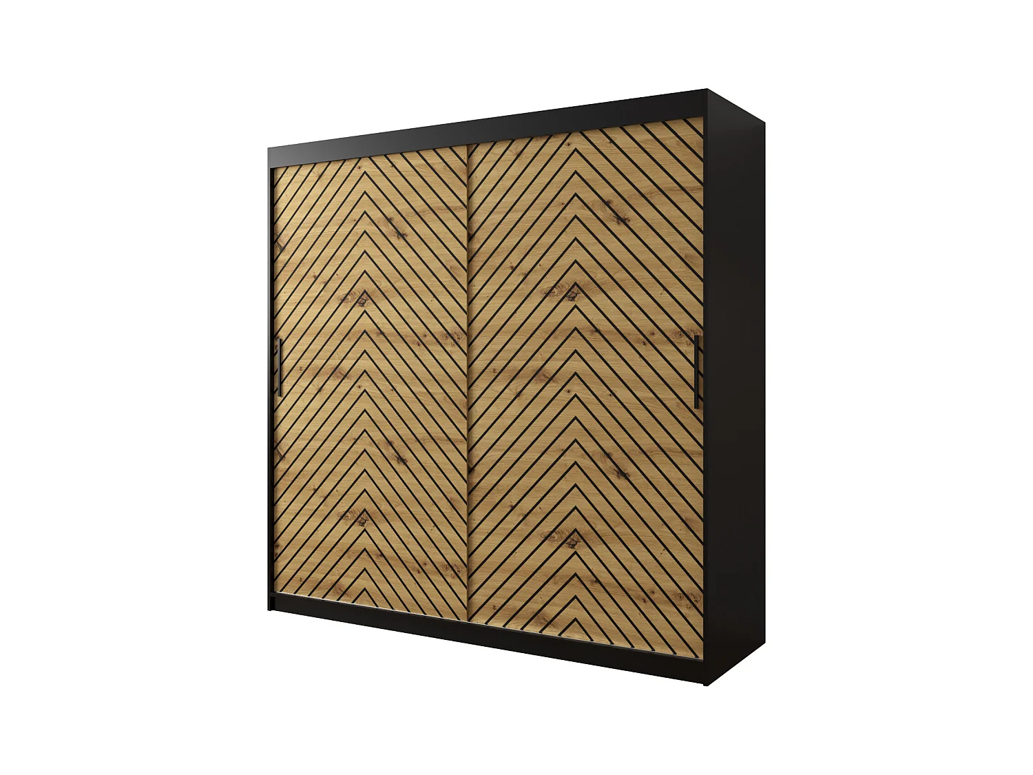 Armoire à portes coulissantes Jodełka 1 200/200/62 2 portes (Noir/Artisan)