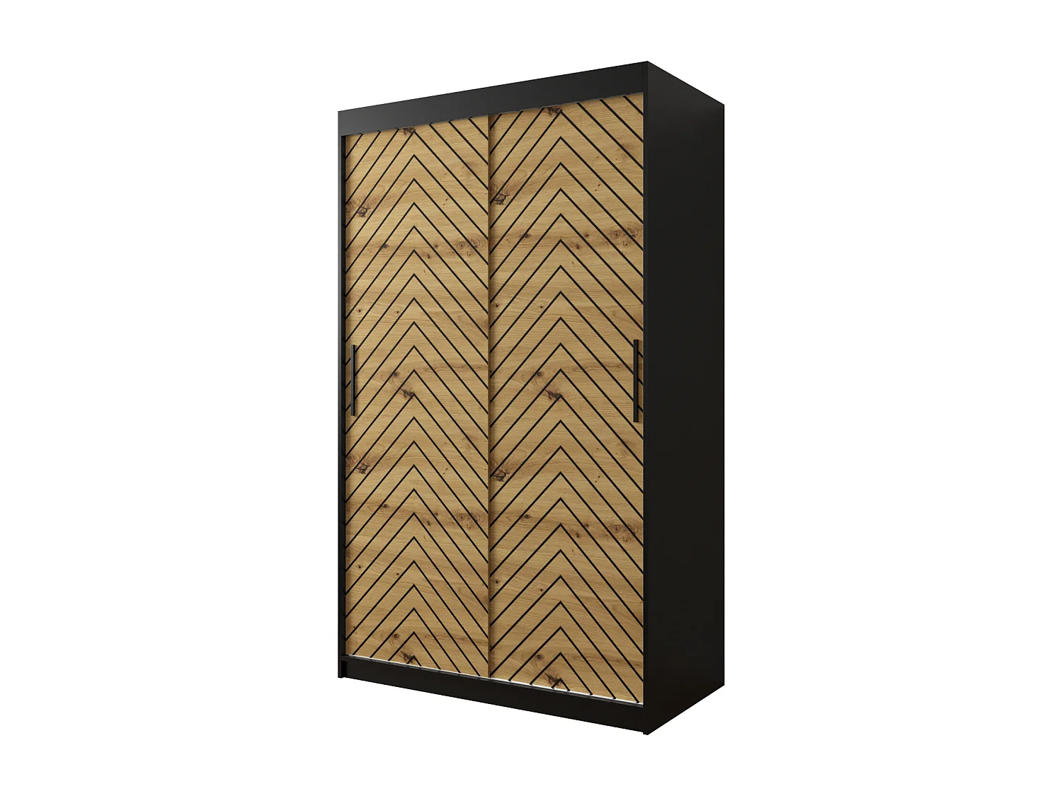 Armoire à portes coulissantes Jodełka 1 200/120/62 2 portes (Noir/Artisan)