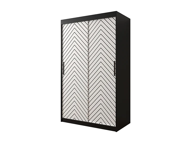 Armoire à portes coulissantes Jodełka 1 200/120/62 2 portes (Noir/Blanc)