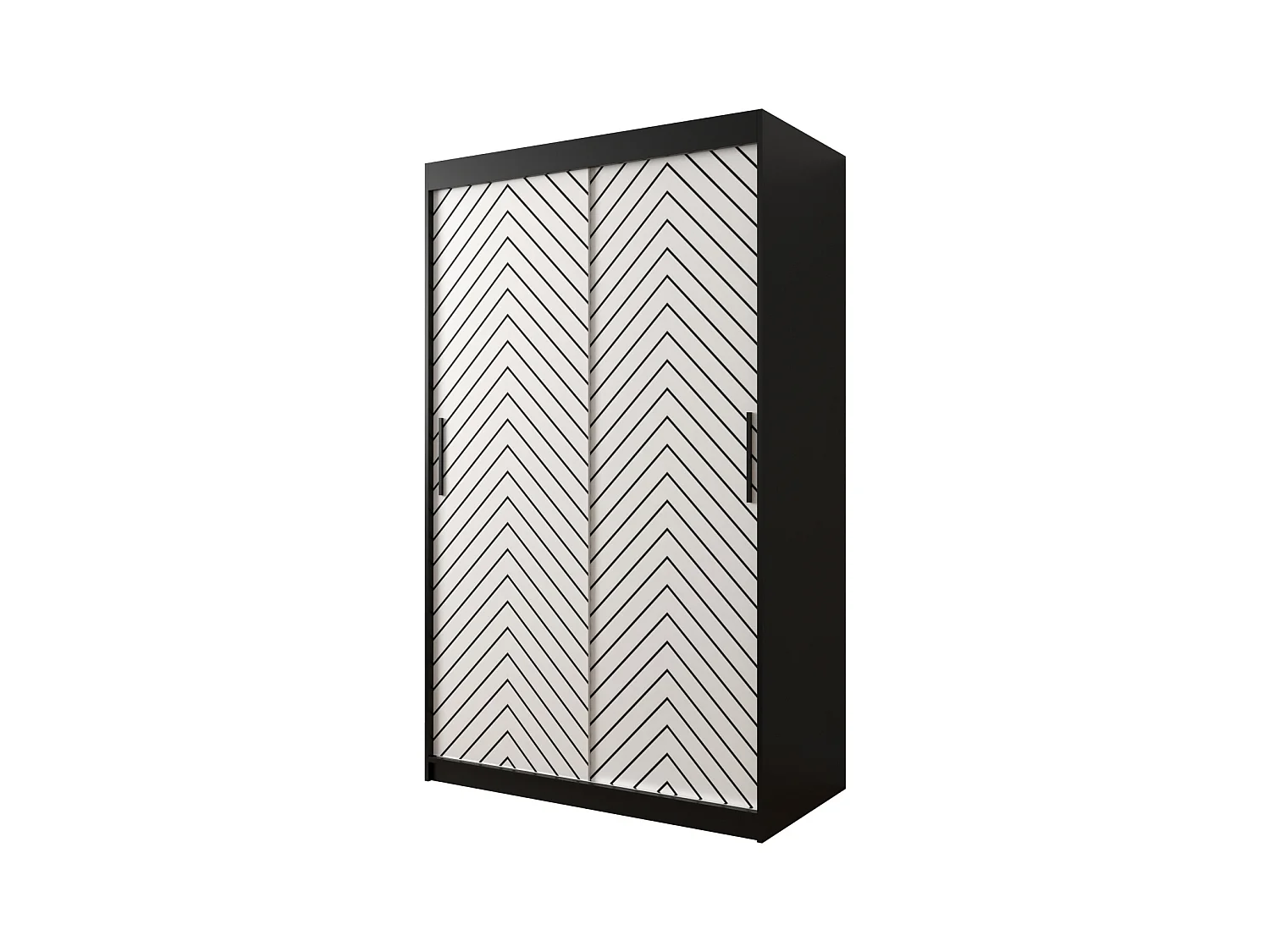 Armoire à portes coulissantes Jodełka 1 200/120/62 2 portes (Noir/Blanc)