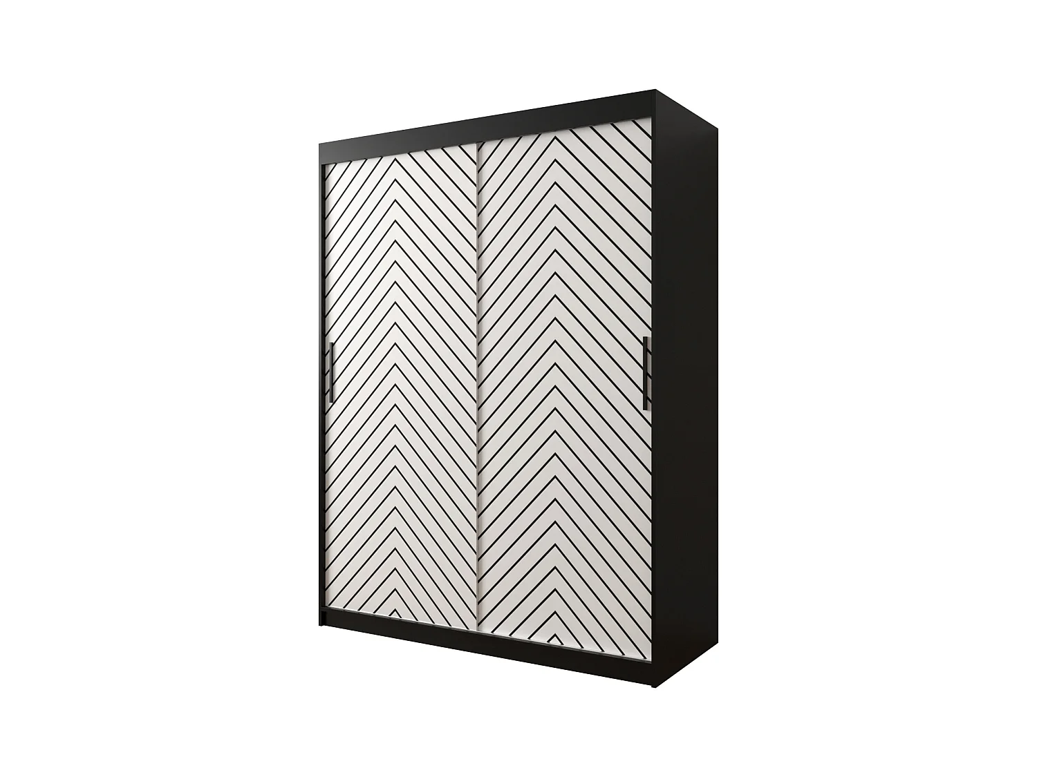 Armoire à portes coulissantes Jodełka 1 200/150/62 2 portes (Noir/Blanc)